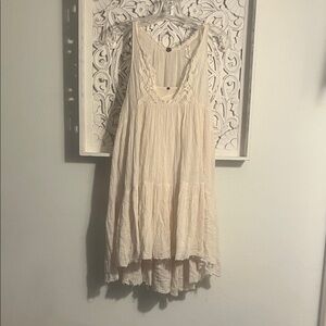 Free People Cream Lace-Trim Mini Dress